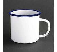 Olympia – Mug en acier émaillé GM516 350 ml blanc/bleu – Lot de 6