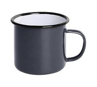 Olympia Mug en acier émaillé gris et noir,350 ml / 12,5 oz (lot de 6), gris, Idéal pour les chantiers, feu de camp, camping, repas rustiques et plus, Usage professionnel et domestique, DC397