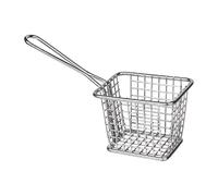 Olympia Petit panier carré de présentation avec manche long, en acier inoxydable, taille : 80 (H) x 100 (L) x 80 (P) mm, usage professionnel et domestique, GG866
