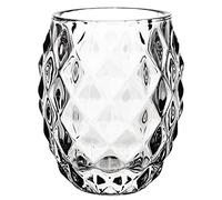 Olympia Photophore en verre transparent diamant, bougies chauffe plat 75 mm (lot de 6), peut contenir des bougies chauffe plat standard de 38 (Ø) mm, Idéal pour les cafés, GM227
