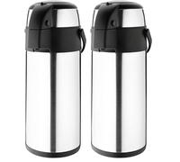 Olympia Pichet à pompe double paroi 5 litres, acier inoxydable, double paroi isolée sous vide, buffet de petit-déjeuner au restaurant et usage domestique, DL164 (Lot de 2)