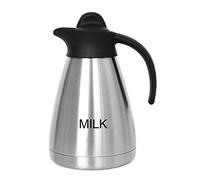 Olympia Pichet isotherme à lait CL372 1 L acier inoxydable, couvercle à vis, motif «Milk» noir