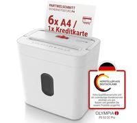Olympia PS 53 CC Pro Destructeur de Documents Blanc | Destructeur de Papier pour la Maison et Le Bureau | Destructeur de Documents P-4 | Coupe croisée 4 × 38 mm | 6 Feuilles | Déchiqueteuse de Papier