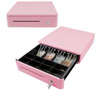 Olympia Tiroir-caisse S330 – 8 compartiments pièces, 4 billets, métal – Rose bonbon