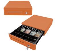 Olympia Tiroir-caisse S330 – 8 compartiments pièces, 4 compartiments billets, métal massif, orange