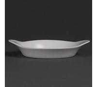 Olympia Whiteware - 6 Plats ronds à oreilles 192 x 151 mm, Assiettes de service compatibles four, micro-ondes, lave-vaisselle et armoire réfrigérée négative W444