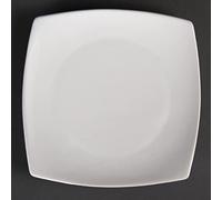 Assiettes Carrées Bords Arrondis Blanches 240(L)mm x 12