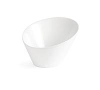 Olympia Whiteware Bols Ovales Inclinés en Porcelaine Blanche 154 x 133mm 335ml - Résistant à Chaleur et Chocs - Va au Lave Vaisselle - Paquet de 4