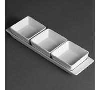 Olympia Whiteware Plats Snack 3 Sections avec Assiettes en Porcelaine Blanche - Vaisselle Entièrement Vitrifiée avec Bords Roulés - Paquet de 2