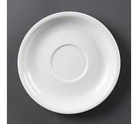 Olympia Whiteware Soucoupes Cappuccino en Porcelaine Blanche 160mm - Plaques Entièrement Vitrifiées - Résistantes à Chaleur et Chocs - Paquet de 12