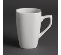 Olympia Whiteware Tasses carrées arrondies 284ml Olympia (lot de 12), blanches, tasses à thé et à café entièrement vitrifiées, passe au four, au micro-ondes, au lave-vaisselle et au congélateur, Y108