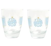OLYMPIQUE DE MARSEILLE Set de 2 Verres à Eau Om Produit Officiel sous Licence - Coffret - Idée Cadeau