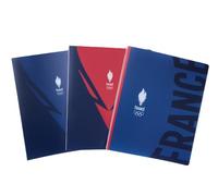 Olympiques Equipe de France Lot de 3 Classeur A4 Dos 40mm 4 Anneaux Ronds Couverture Polypro Opaque