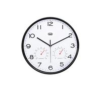 Trevi Horloge murale OM 3510 T - Thermomètre et hygromètre, Ø30 cm, mouvement silencieux - Noir