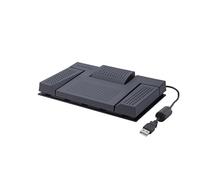 OM SYSTEM RS28N Commande à Pédale USB - 3 Pédales pour Transcription | Pédalier de contrôle mains libres ergonomique avec tapis antidérapant et câble de 1,8 m pour logiciels de dictée