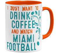 OM3® - Miami-Coffee - Tasse en céramique | Mug de football américain | 325 ml | Imprimé des deux côtés | Orange