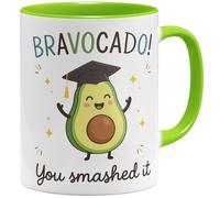 OM3 Tasse à café amusante avec inscription « Bravocado You Smashed It » - Tasse en céramique - 325 ml - Imprimé des deux côtés - Vert clair