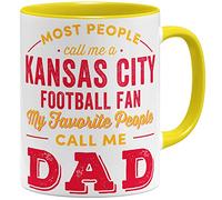 OM3® Tasse Kansas City-Fan - Tasse en céramique - Tasse de football américain - 325 ml - Imprimé des deux côtés - Jaune
