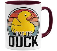 OM3® What the Duck - Tasse amusante avec canard | Tasse en céramique | 325 ml | Imprimé des deux côtés | Bordeaux
