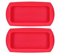 Omabeta Ensemble de Moules à Gâteaux en Silicone, 2 Pièces, Moule de Cuisson Non Toxique Rouge pour Gâteaux et Pains Faits Maison 27x14x5,5 Cm