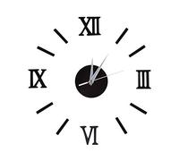 Omabeta Horloge Murale Bricolage sans Cadre 3D Miroir Horloge Murale muet Stickers muraux Chiffres Romains Horloge Murale décoration Amovible pour Salon Chambre Maison(Noir)