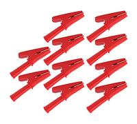 Omabeta Pince de Test électrique 10 Pièces, Pince Durable 20A pour équipement Industriel électronique PVC Laiton Ouverture 10mm (Rouge)