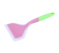 Omabeta Spatule en Silicone Antiadhésive, Outil de Cuisson Antidérapant pour Tamagoyaki et Steak, 25.5x12cm, Durable et Résistant à la Chaleur (Poignée rose + verte)