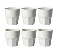 omada Design 6 verres à boissons de 30 cl pour vos long drink en plastique 9 cm de hauteur, incassables,forme octogonale empilables et allant au lave-vaisselle, Ligne Unglassy (6 pièces Blancs)