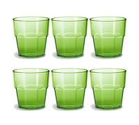 Omada Design 6 verres à boissons de 30 cl pour vos long drink en plastique 9 cm de hauteur, incassables,forme octogonale empilables et allant au lave-vaisselle, Ligne Unglassy,Vert