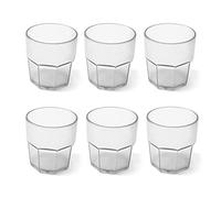 omada Design 6 verres à boissons de 30 cl pour vos long drink en plastique 9 cm de hauteur, incassables,forme octogonale empilables et allant au lave-vaisselle, Ligne Unglassy,Transparent