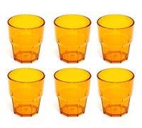 omada Design 6 verres à boissons de 30 cl pour vos long drink en plastique 9 cm de hauteur, incassables,forme octogonale empilables et allant au lave-vaisselle, Ligne Unglassy,Jaune