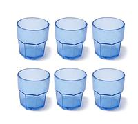 omada Design 6 verres à boissons de 30 cl pour vos long drink en plastique 9 cm de hauteur, incassables,forme octogonale empilables et allant au lave-vaisselle, Ligne Unglassy,Turquoise