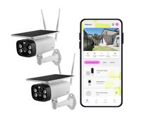 OMAJIN by Netatmo, Pack de 2 Caméras Solaires Extérieures, WIFI, Vision nocturne, HD, Sirène 105 dB, Détection humaine/Mouvement/Son, Audio bidirectionnel, Stockage SD/Cloud, IP55, OBU-2OSC