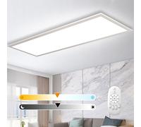 Omdekor Plafonnier LED à Intensité Variable 100x25 cm, Panneau de Plafonnier 28W avec Télécommande et Fonction Mémoire, Lumière Indirecte Forte 2700K-6500K, Lampe Ultra Fine pour Bureau Salon Cuisine
