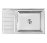 Omeere, 86 x 50 x 21 cm - Évier encastrable avec grand bac 50 x 40 cm - Évier de cuisine en acier inoxydable 304 - Épaisseur du matériau : 0,9 mm - Évier de cuisine rectangulaire - Égouttoir R20