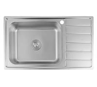 Omeere 86x50cm évier inox 304 18/8 0,8mm, évier en acier inoxydable 1 Bac, Évier de cuisine 1Bac,Brossé Rectangle
