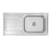 Omeere, Évier de cuisine, 100L x 50l, en acier inoxydable 304, épaisseur du matériau : 0,8 mm, bac XXL 50 x 40 cm, évier encastrable, rectangulaire, 1 bac, égouttoir, (égouttoir à gauche)