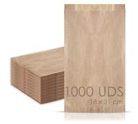 Omgoods - 1000 sachets en papier kraft pour pain, bonbons et cadeaux - 18 + 7 x 31 cm