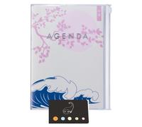Omgoods - Agenda A5, 16 mois, format semaine sur 2 pages, présentation verticale, motif "Oiseaux bleus"
