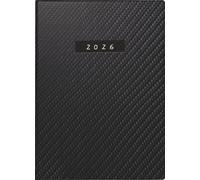 Omgoods - Agenda de poche "Carbon" de la série "Mod Technik 2026", format A6, en simili cuir