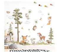 Omgoods - Autocollants muraux pour enfants, motif animaux de la forêt (renard et lièvre), idéaux pour chambre d'enfant