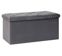Omgoods - Boîte de rangement pliable et pouf en velours gris