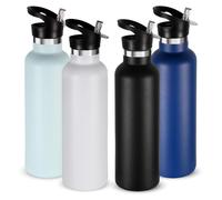 Omgoods - Bouteille de 750 ml avec paille - Double paroi isolée