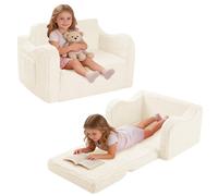Omgoods - Canapé 2 en 1 pour enfants - Mini canapé pliable, transformable en fauteuil relax (beige)