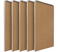 Omgoods - Carnets de croquis, lot de 5, format A3, reliure spirale, papier 160 g/m², pages vierges, pour le dessin et les croquis, pages beige, carnet de dessin