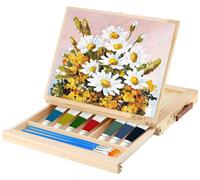 Omgoods - Chevalet de table portable - Réglable jusqu'à 65 cm - Structure en bois - Pour la peinture et le dessin - Livré avec une boîte - 35 x 26,5 x 4,5 cm - Chevalet