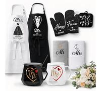 Omgoods - Coffret cadeau de 11 pièces pour les mariés, comprenant des tasses et des tabliers