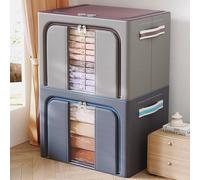 Omgoods - Coffret de 2 boîtes de rangement de 100 litres avec des fenêtres transparentes