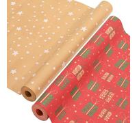 Omgoods - Coffret de 2 rouleaux de papier d'emballage de Noël, 43 cm x 15 m