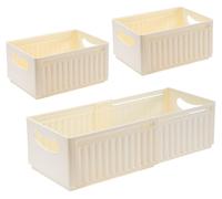 Omgoods - Coffret de 3 boîtes de rangement - Plastique - Organisateur - Paniers de rangement - Avec poignée - 47,5 x 28 x 20 cm - Sans BPA - Panier de rangement